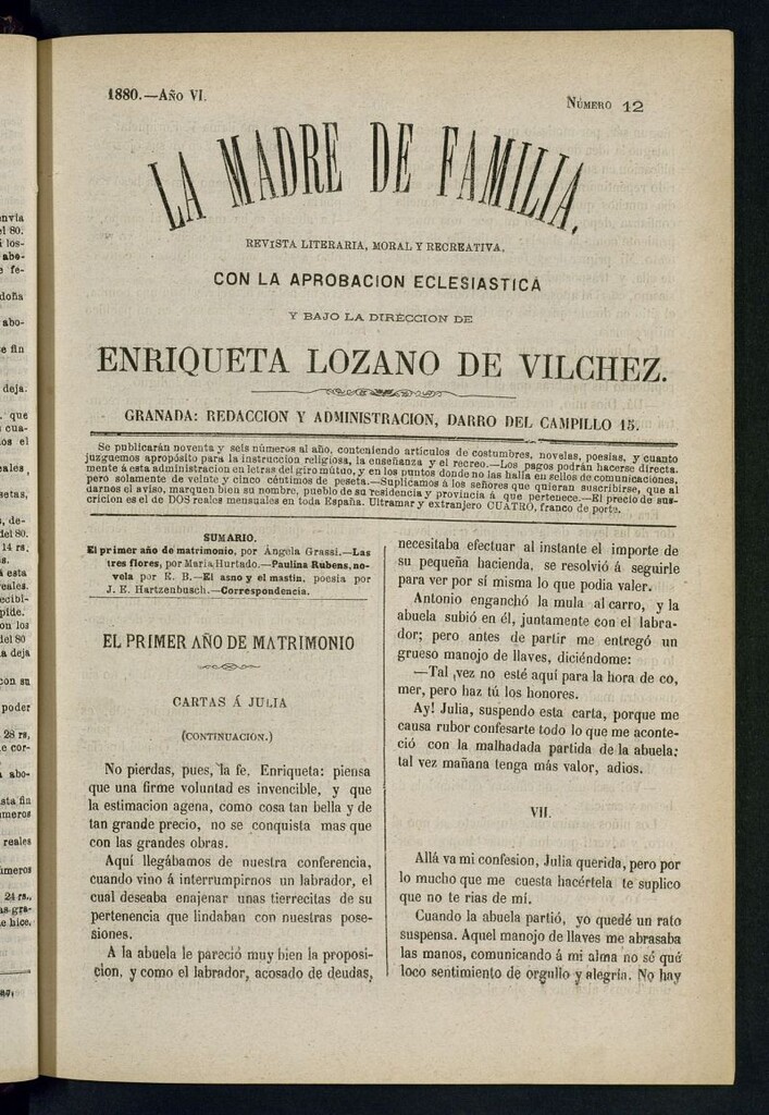 Miniatura de Madre de Familia : revista semanal de 1880, nº 12