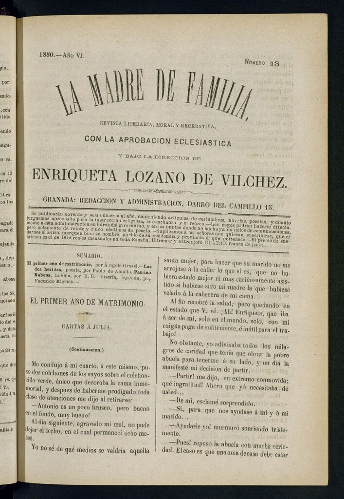 Miniatura de Madre de Familia : revista semanal de 1880, nº 13