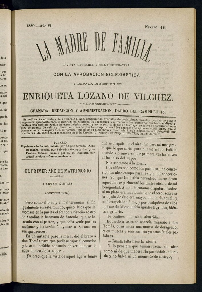 Miniatura de Madre de Familia : revista semanal de 1880, nº 16