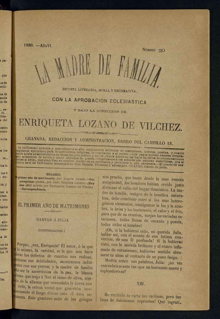Miniatura de Madre de Familia : revista semanal de 1880, nº 20
