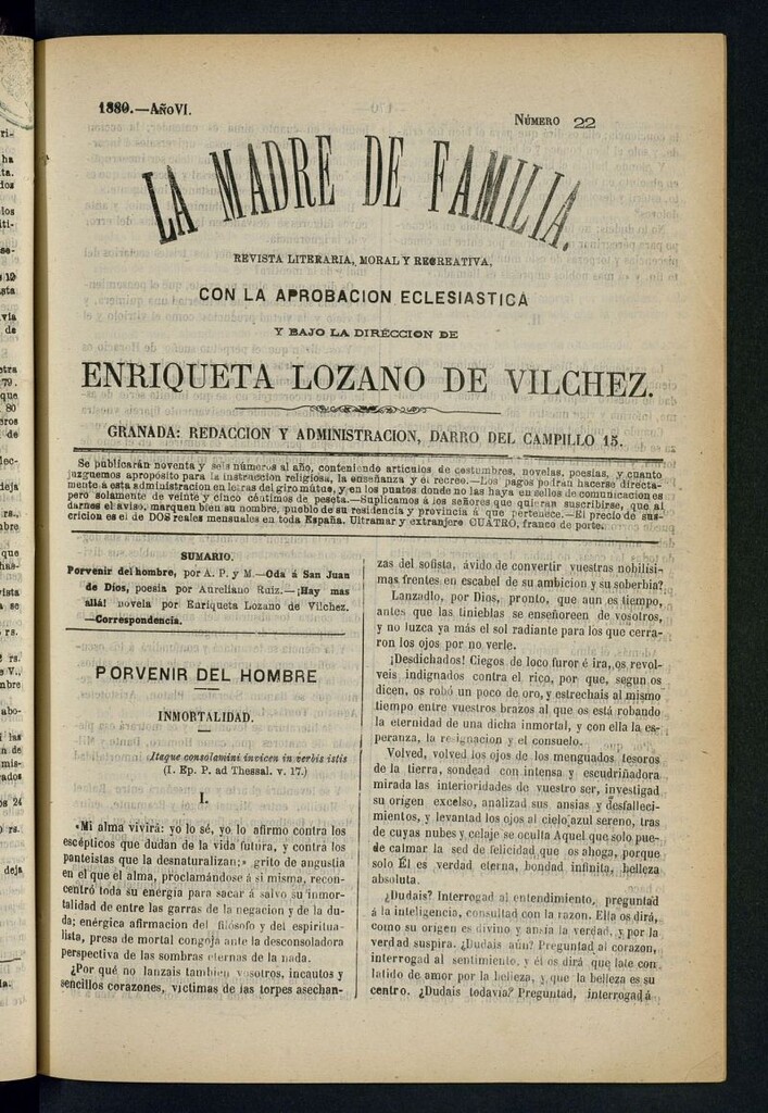 Miniatura de Madre de Familia : revista semanal de 1880, nº 22
