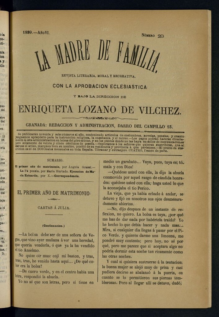 Miniatura de Madre de Familia : revista semanal de 1880, nº 23