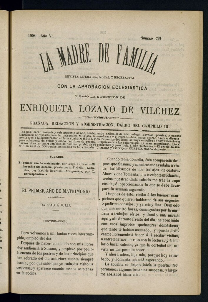 Miniatura de Madre de Familia : revista semanal de 1880, nº 29