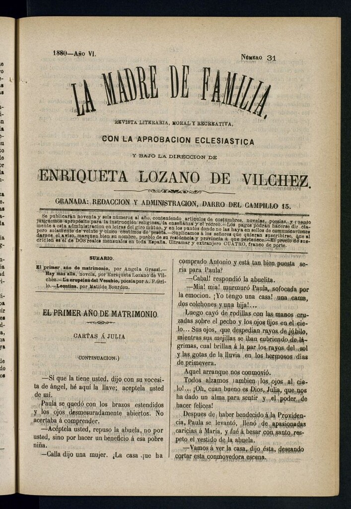 Miniatura de Madre de Familia : revista semanal de 1880, nº 31