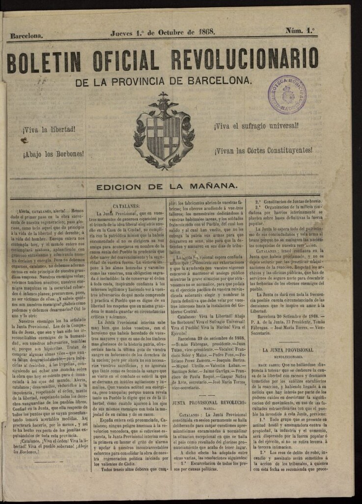 Miniatura de Boletín Oficial Revolucionario de la Provincia de Barcelona