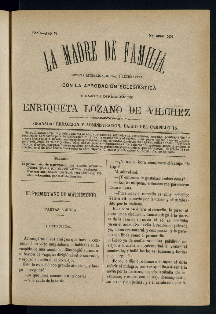 Miniatura de Madre de Familia : revista semanal de 1880, nº 33