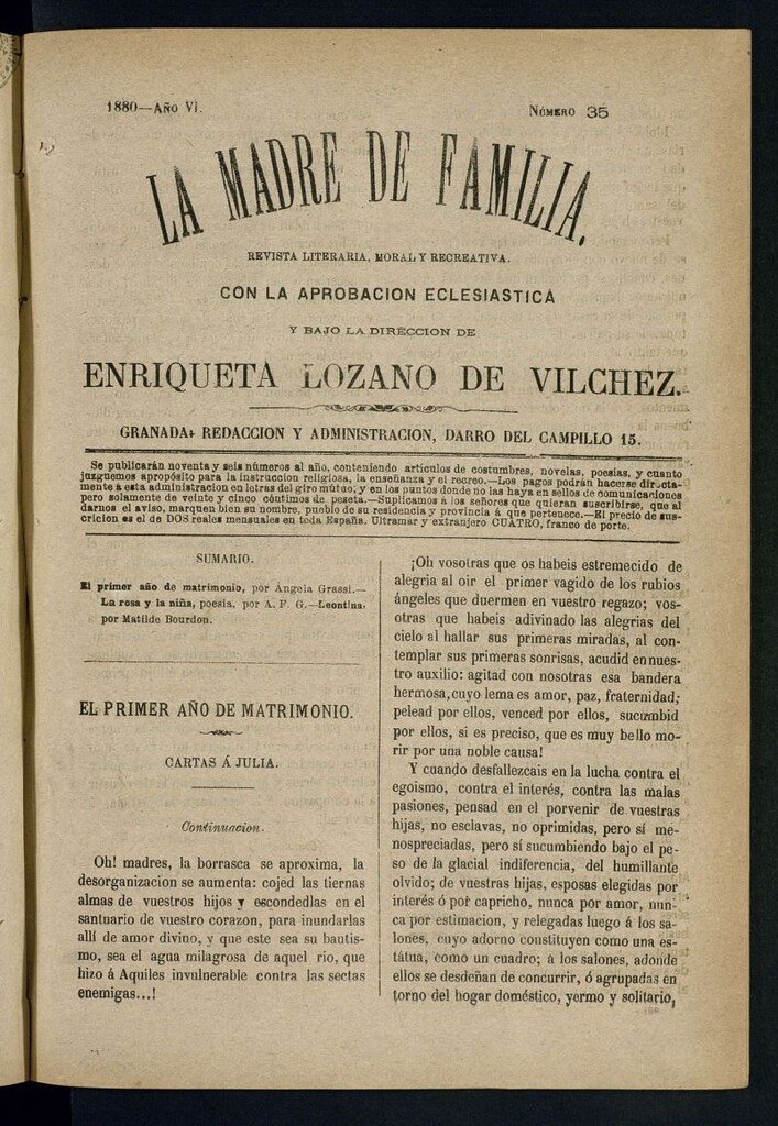 Miniatura de Madre de Familia : revista semanal de 1880, nº 35