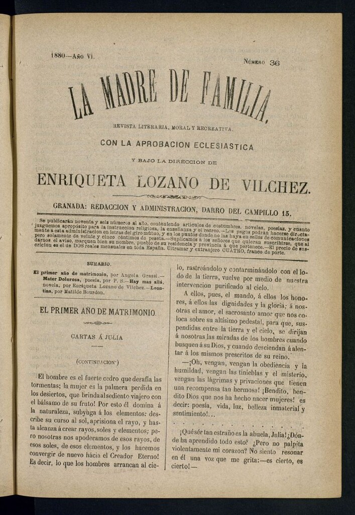 Miniatura de Madre de Familia : revista semanal de 1880, nº 36