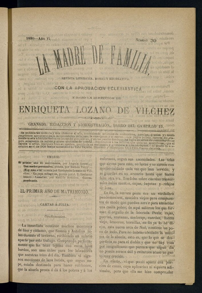 Miniatura de Madre de Familia : revista semanal de 1880, nº 39