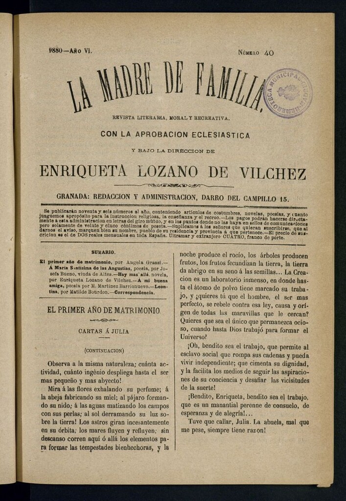 Miniatura de Madre de Familia : revista semanal de 1880, nº 40