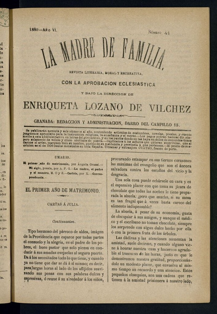 Miniatura de Madre de Familia : revista semanal de 1880. nº 41