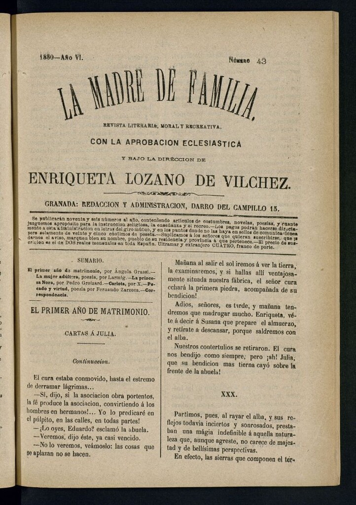 Miniatura de Madre de Familia : revista semanal de 1880, nº 43