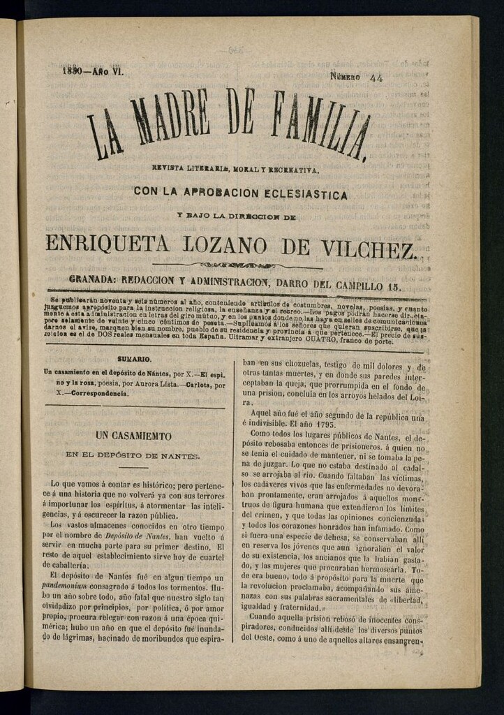 Miniatura de Madre de Familia : revista semanal de 1880, nº 44