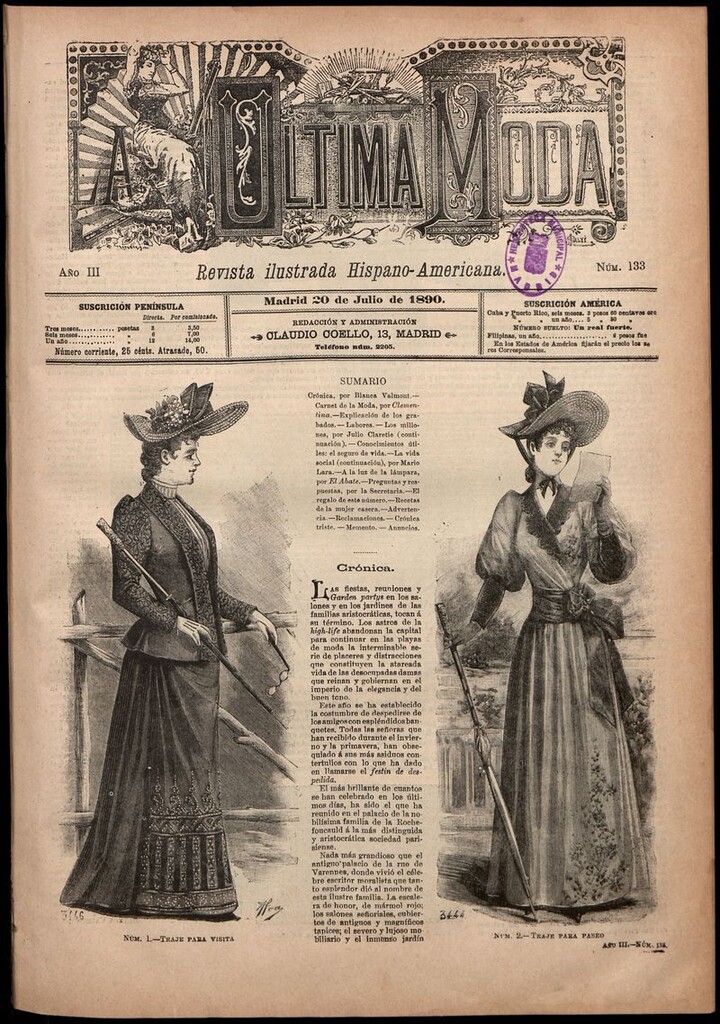 Miniatura de La Última moda: revista ilustrada hispano-americana, del 20 de julio de 1890