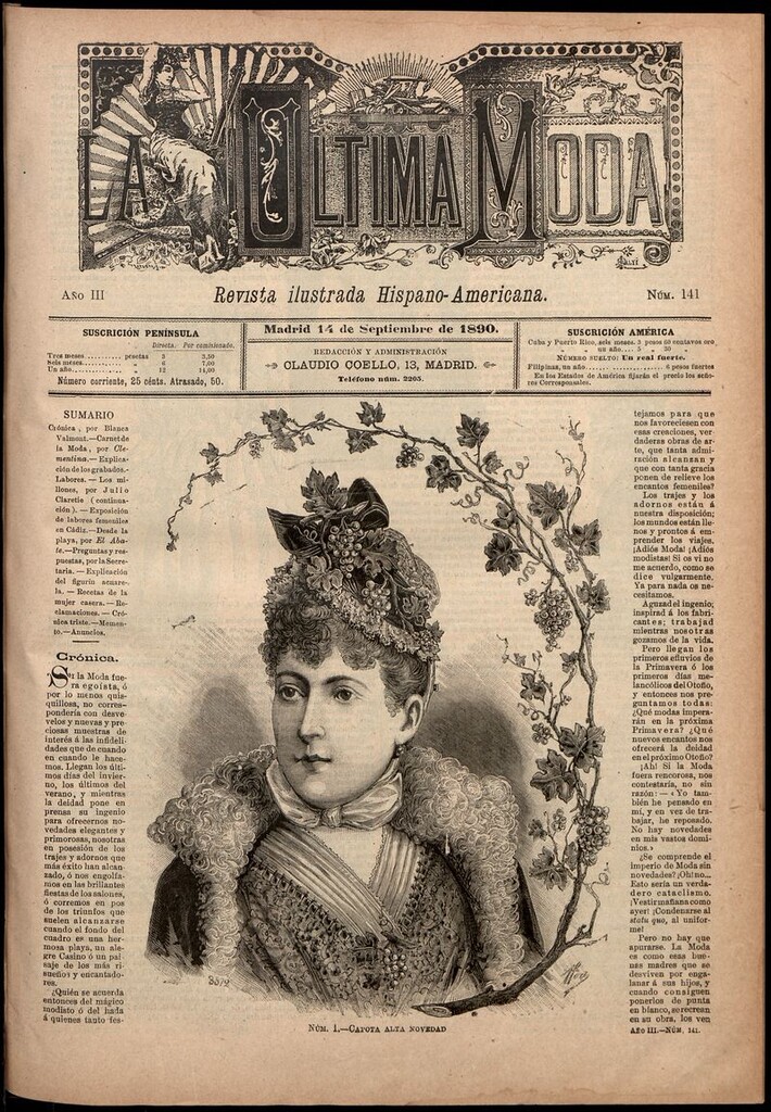 Miniatura de La Última moda: revista ilustrada hispano-americana, del 14 de septiembre de 1890