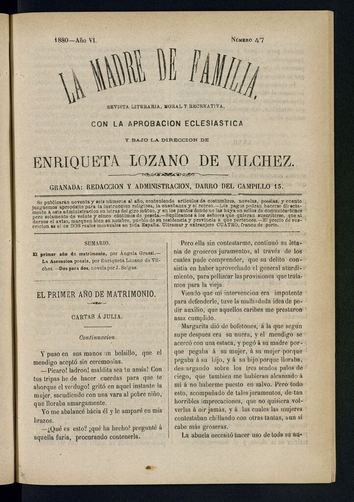 Miniatura de Madre de Familia : revista semanal de 1880, nº 47