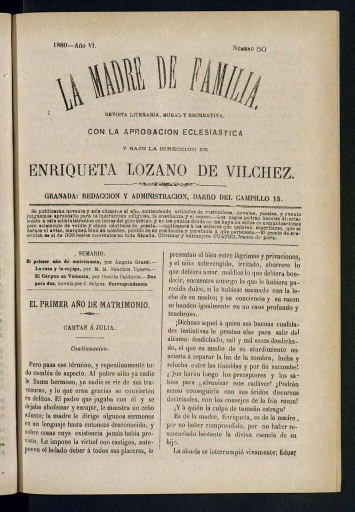 Miniatura de Madre de Familia : revista semanal de 1880. nº 50