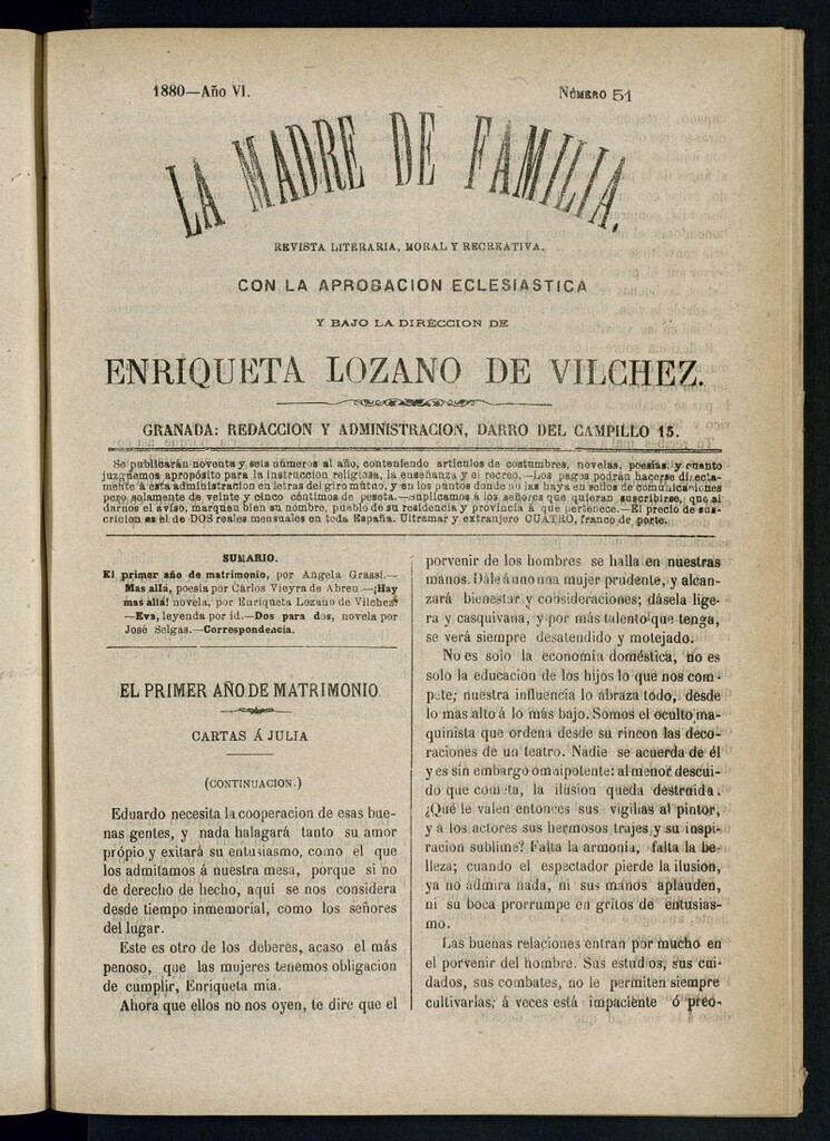 Miniatura de Madre de Familia : revista semanal de 1880, nº 51