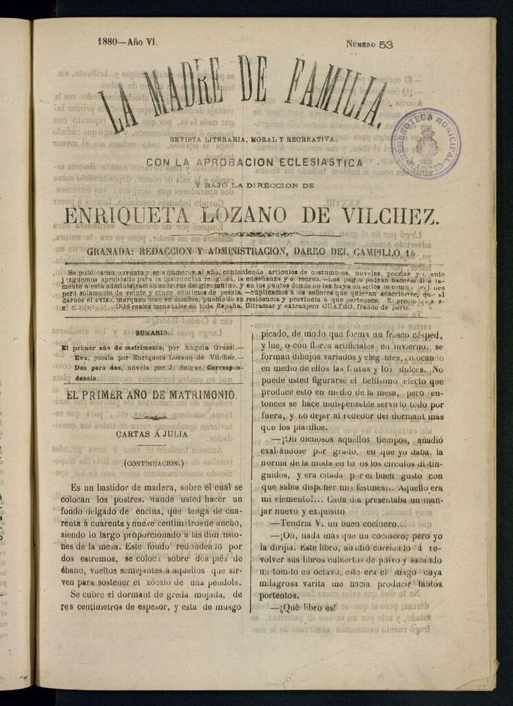 Miniatura de Madre de Familia : revista semanal de 1880, nº 53