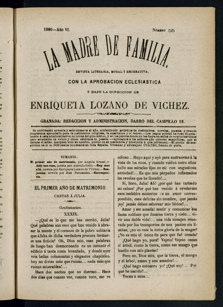 Miniatura de Madre de Familia : revista semanal de 1880, nº 55