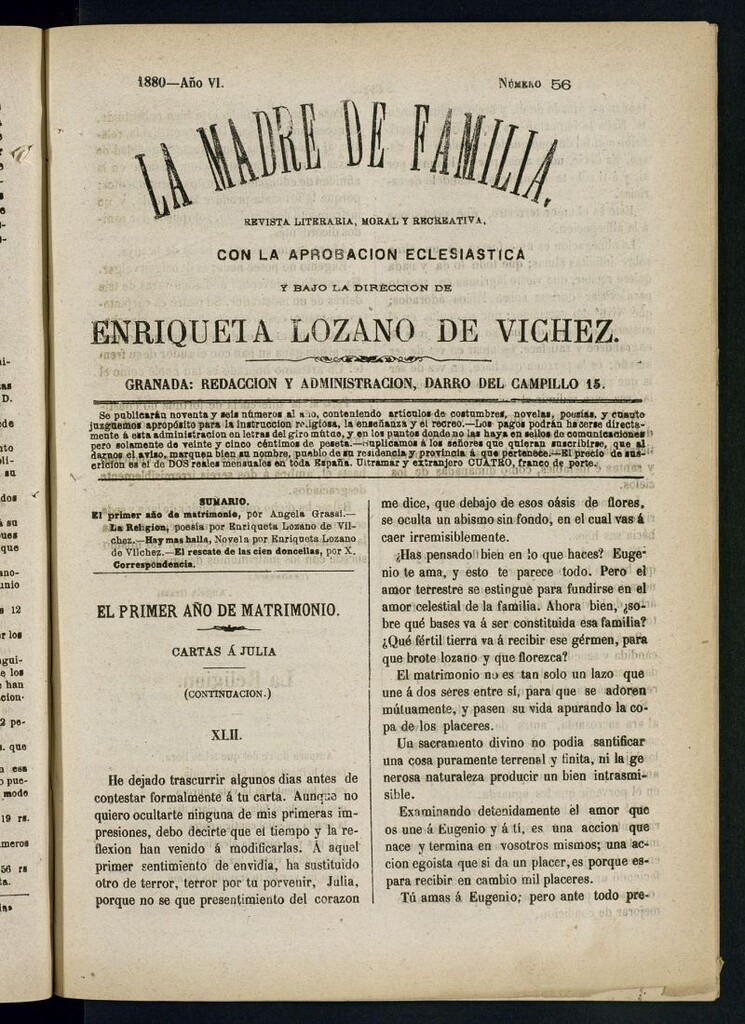 Miniatura de Madre de Familia : revista semanal de 1880, nº 56
