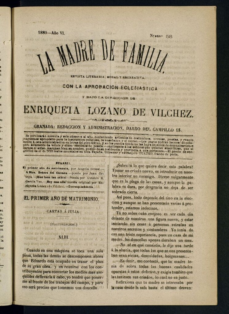 Miniatura de Madre de Familia : revista semanal de 1880, nº 58