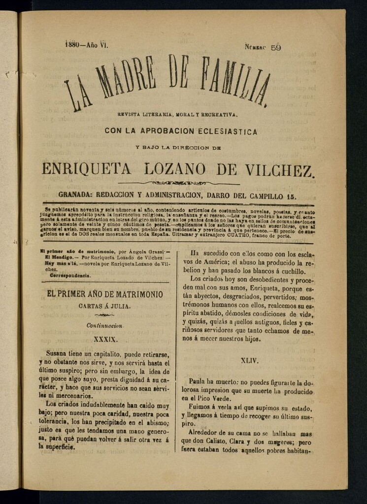 Miniatura de Madre de Familia : revista semanal de 1880, nº 59