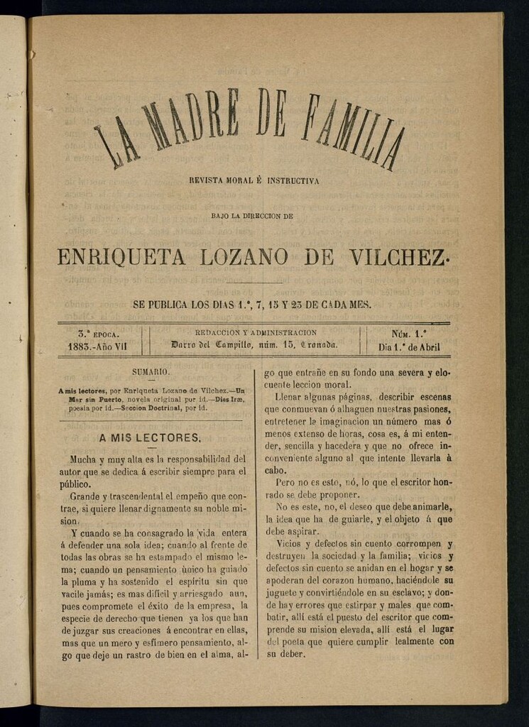 Miniatura de Madre de Familia : revista semanal del 1 de abril de 1883