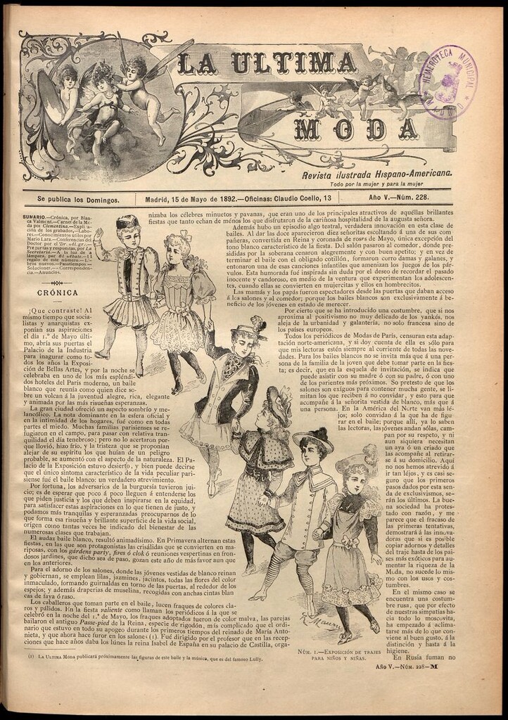 Miniatura de La Última moda: revista ilustrada hispano-americana, del 15 de mayo de 1892