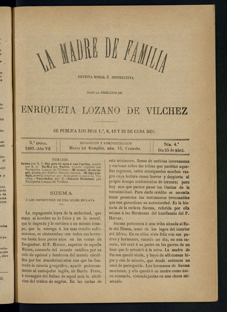 Miniatura de Madre de Familia : revista semanal del 23 de abril de 1883