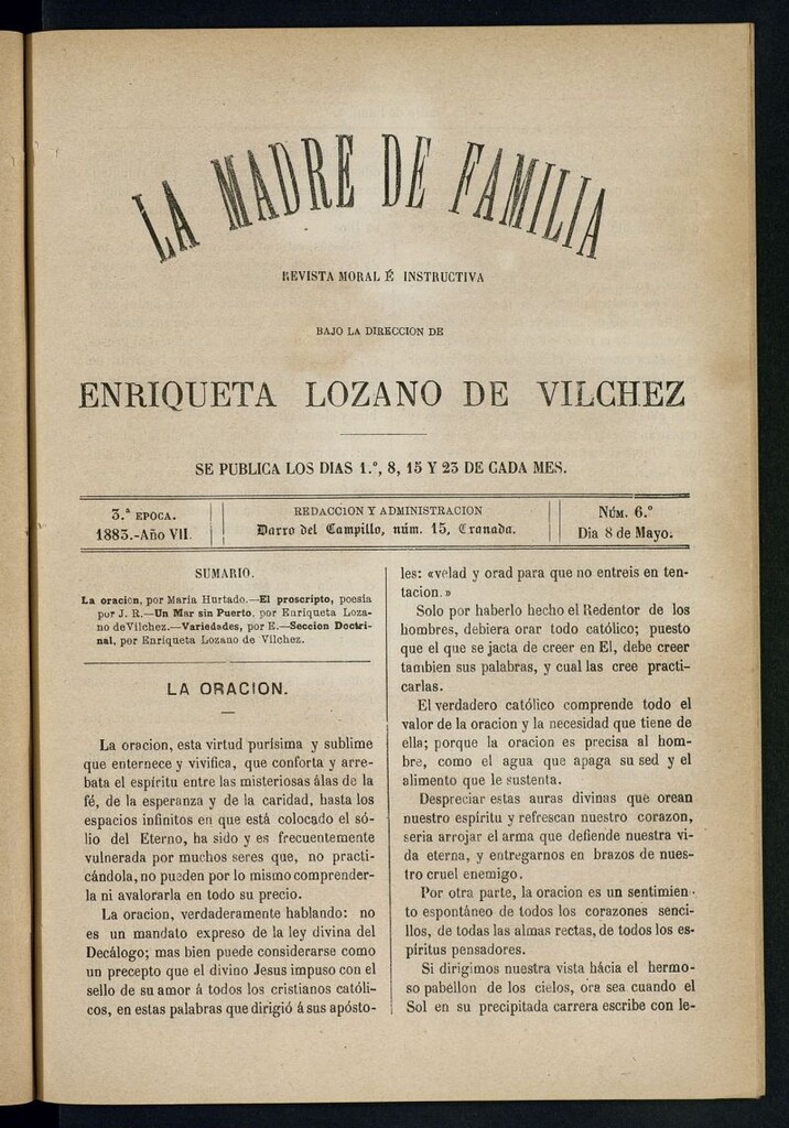 Miniatura de Madre de Familia : revista semanal del 8 de mayo de 1883