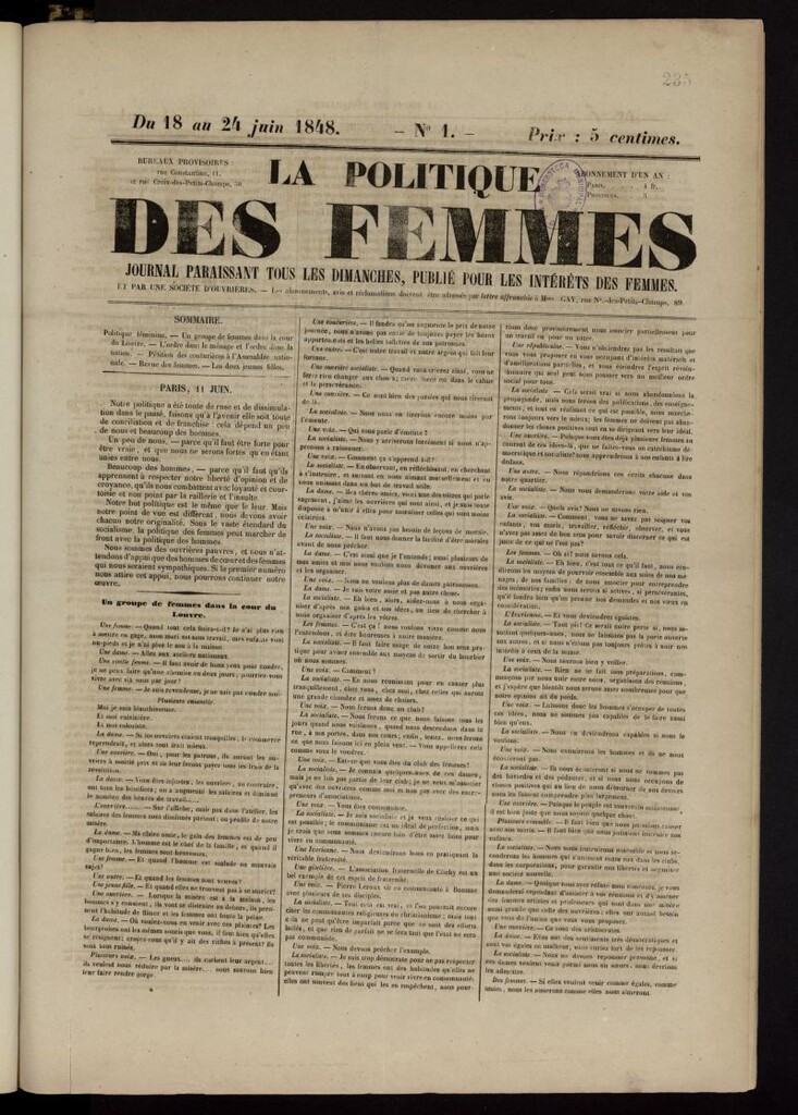 Miniatura de La Politique des femmes: journal paraissant tous les dimanches