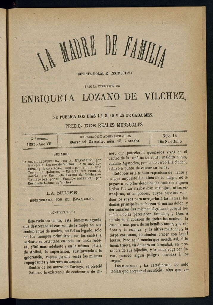 Miniatura de Madre de Familia : revista semanal del 8 de julio de 1883