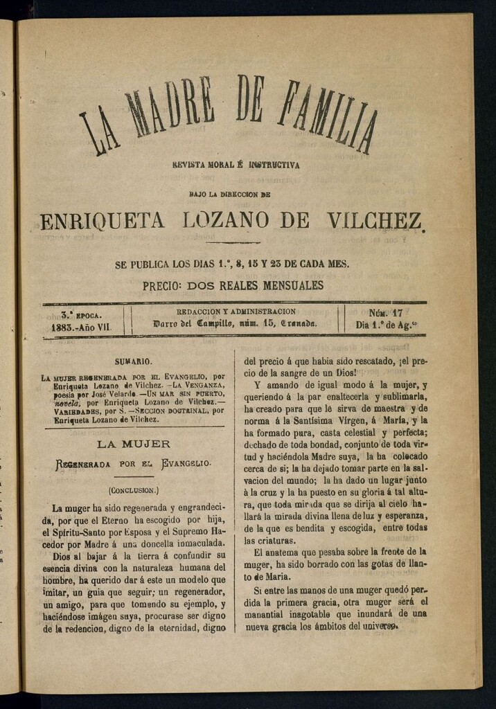 Miniatura de Madre de Familia : revista semanal del 1 de agosto de 1883