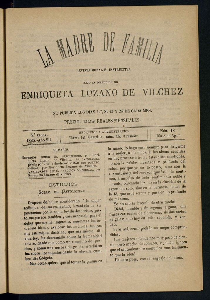 Miniatura de Madre de Familia : revista semanal del 8 de agosto de 1883
