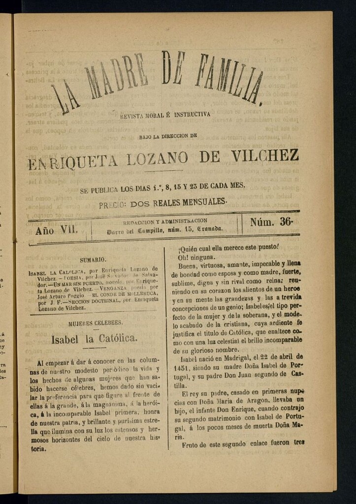 Miniatura de Madre de Familia : revista semanal año VII, nº 36