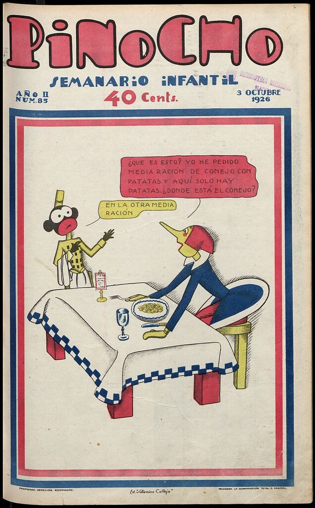 Miniatura de Pinocho: semanario infantil, nº 85 del 3 de octubre de 1926