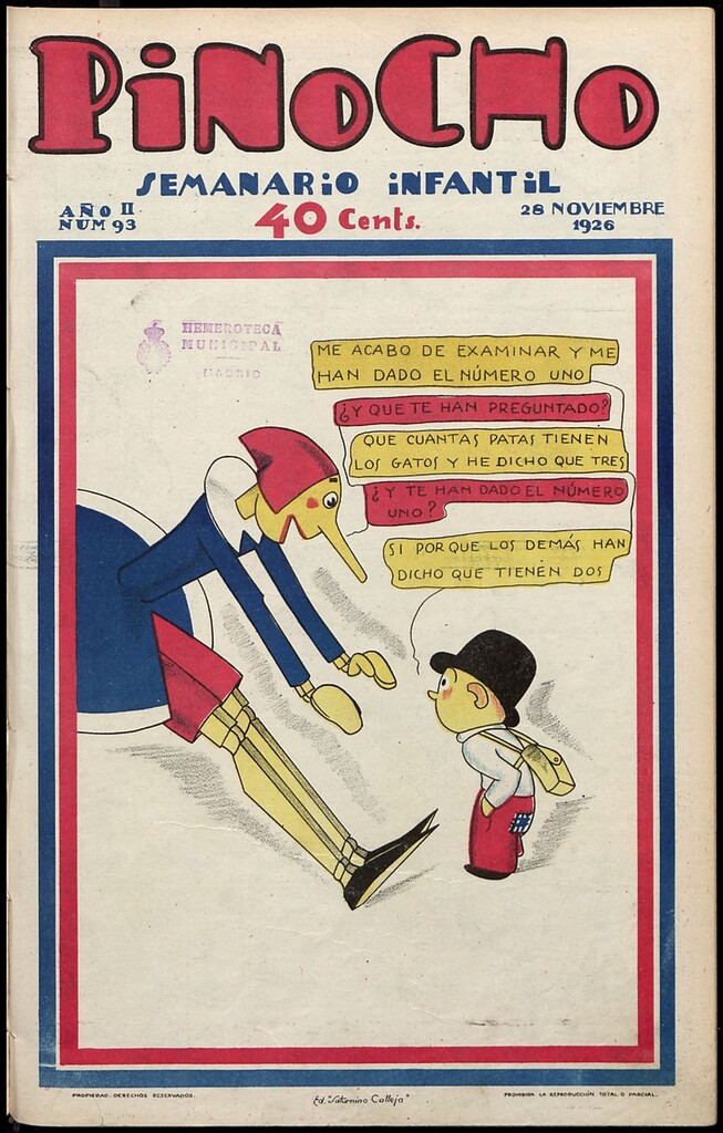 Miniatura de Pinocho: semanario infantil, nº 93 del 28 de noviembre de 1926