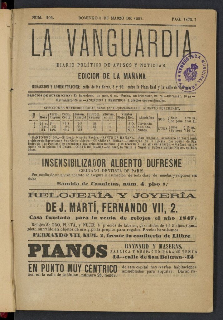 Miniatura de La Vanguardia (Barcelona. 1881)