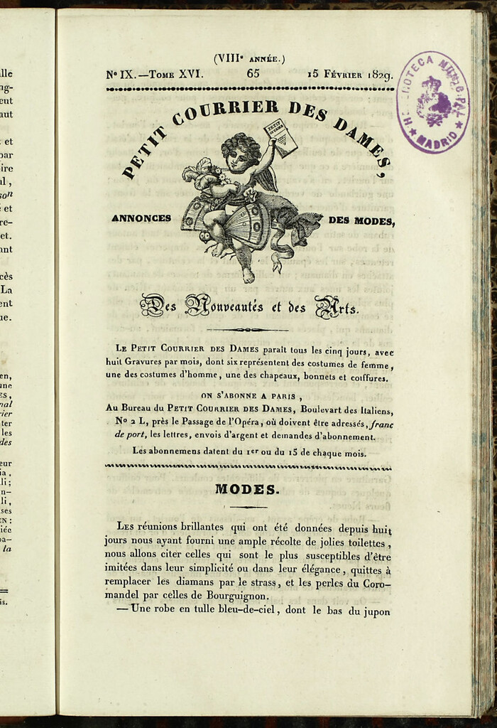 Miniatura de Petit Courrier des Dames : annonces des modes, des nouveautés et des arts del 15 de Febrero de 1829