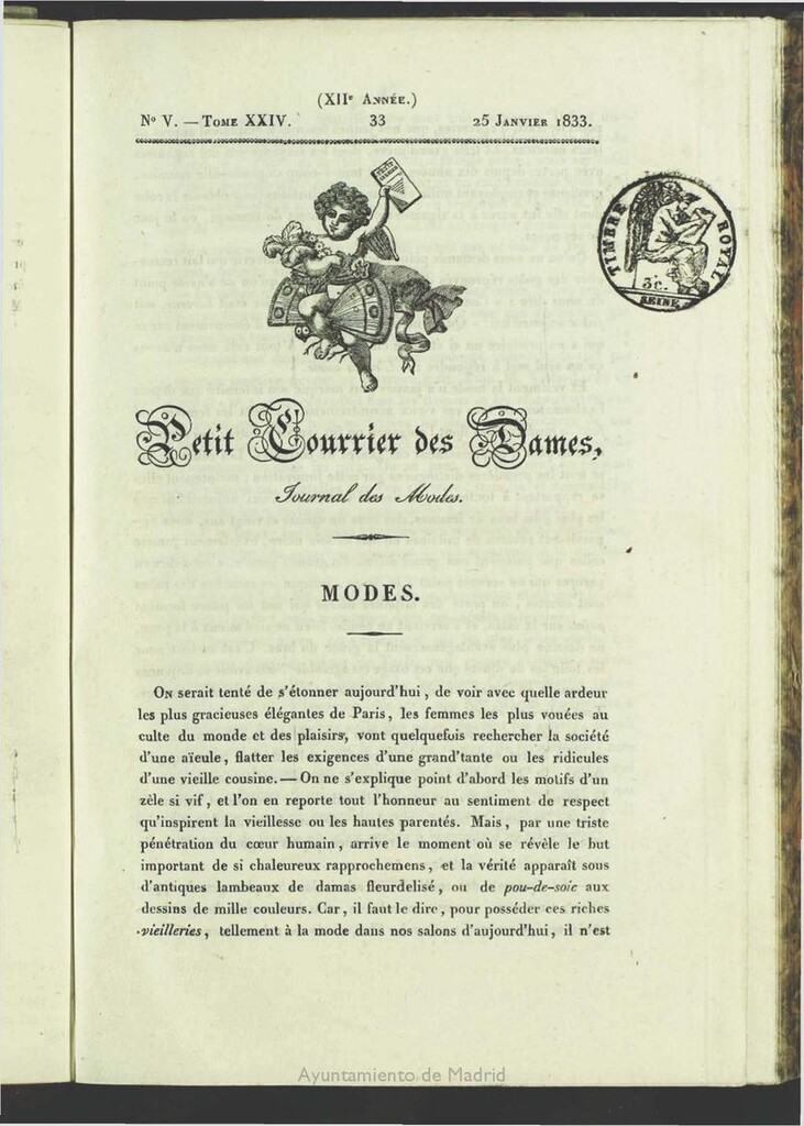 Miniatura de Petit Courrier des Dames : journal des modes del 25 de Enero de 1833