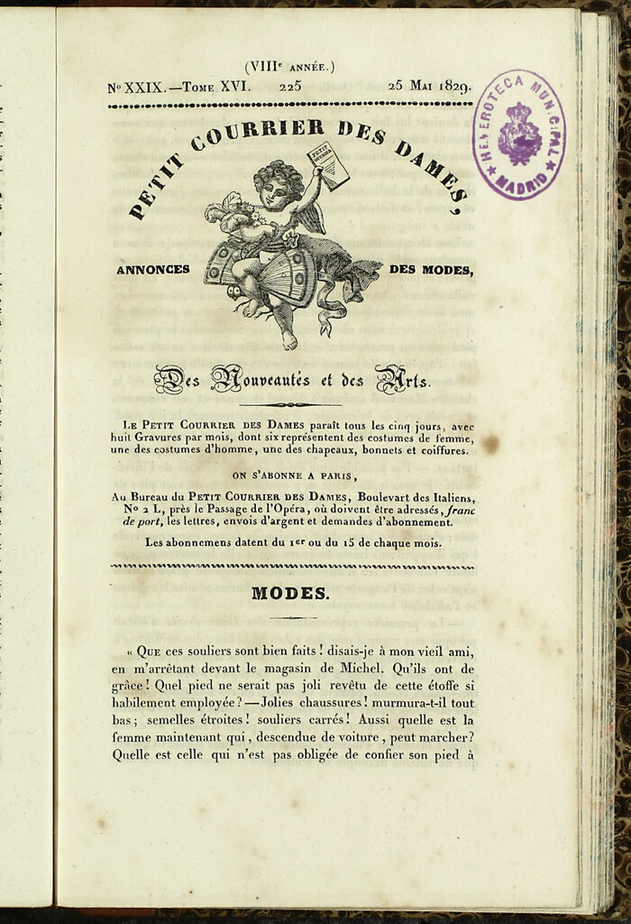 Miniatura de Petit Courrier des Dames : annonces des modes, des nouveautés et des arts del 25 de Mayo de 1829