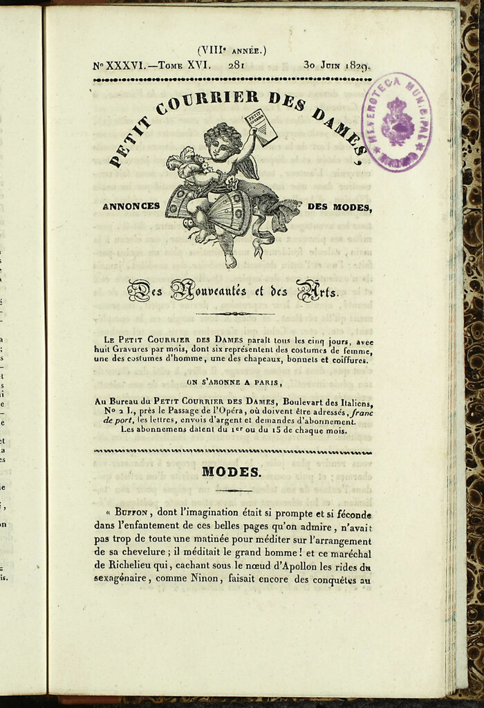 Miniatura de Petit Courrier des Dames : annonces des modes, des nouveautés et des arts del 30 de Junio de 1829
