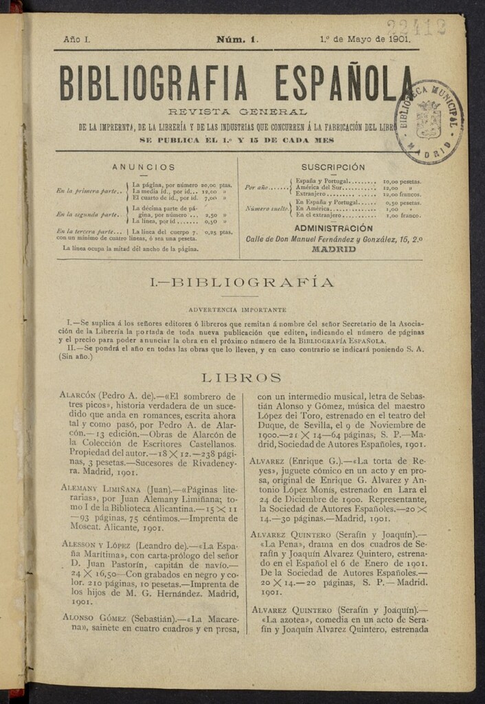 Miniatura de Bibliografía española: revista oficial de la Asociación de la Librería de España