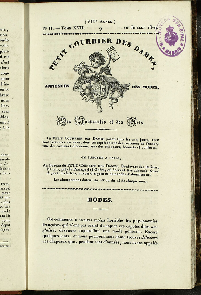 Miniatura de Petit Courrier des Dames : annonces des modes, des nouveautés et des arts del 10 de Julio de 1829