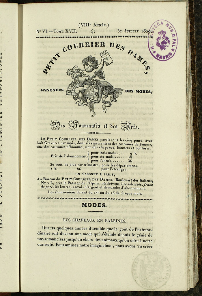 Miniatura de Petit Courrier des Dames : annonces des modes, des nouveautés et des arts del 31 de Julio de 1829