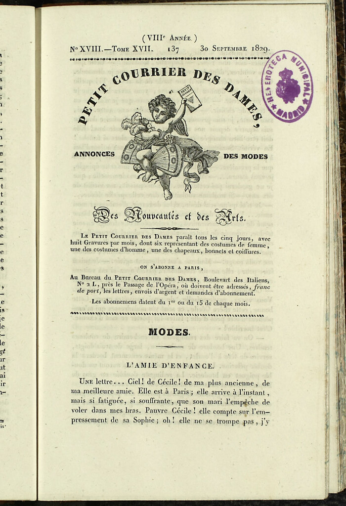 Miniatura de Petit Courrier des Dames : annonces des modes, des nouveautés et des arts del 30 de Septiembre de 1829