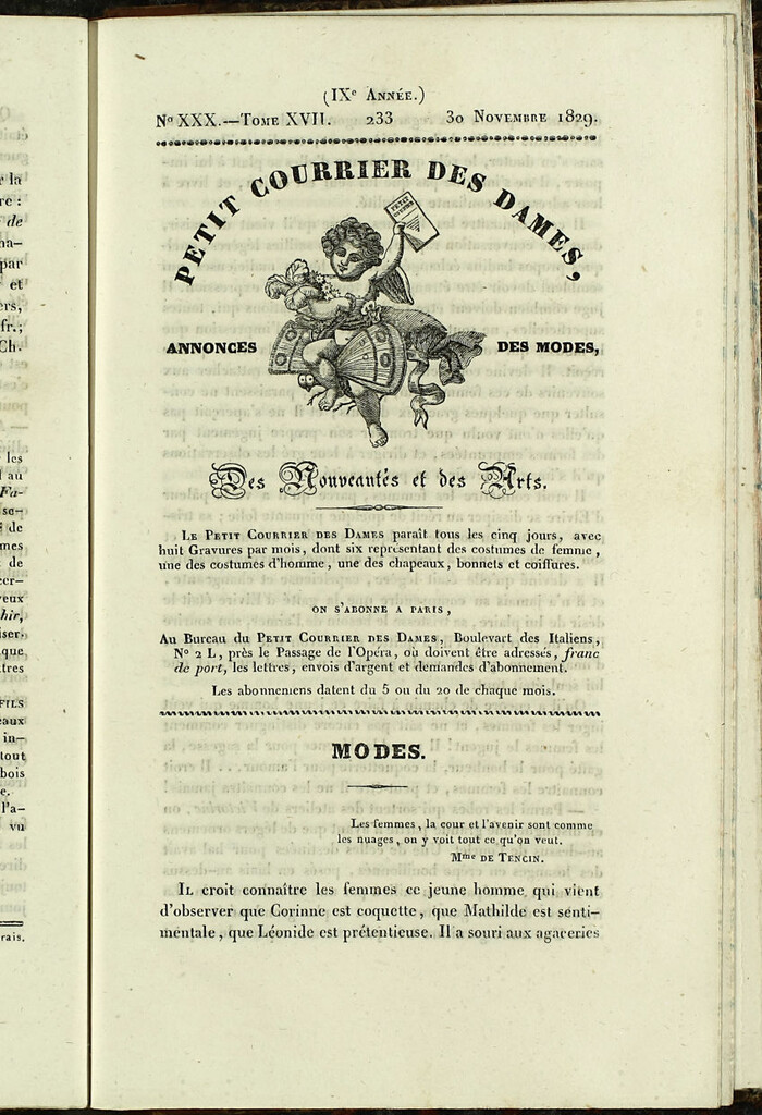 Miniatura de Petit Courrier des Dames : annonces des modes, des nouveautés et des arts del 30 de Noviembre de 1829