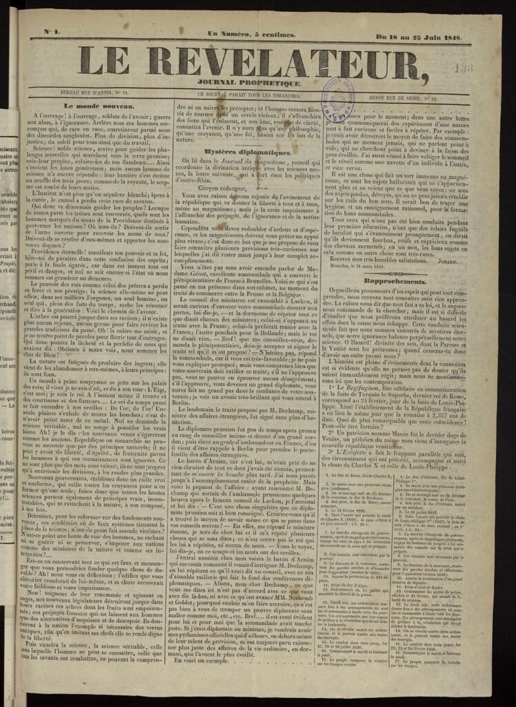 Miniatura de Le Révélateur : journal prophétique