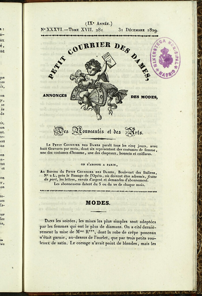 Miniatura de Petit Courrier Des Dames del 31 de diciembre de 1829